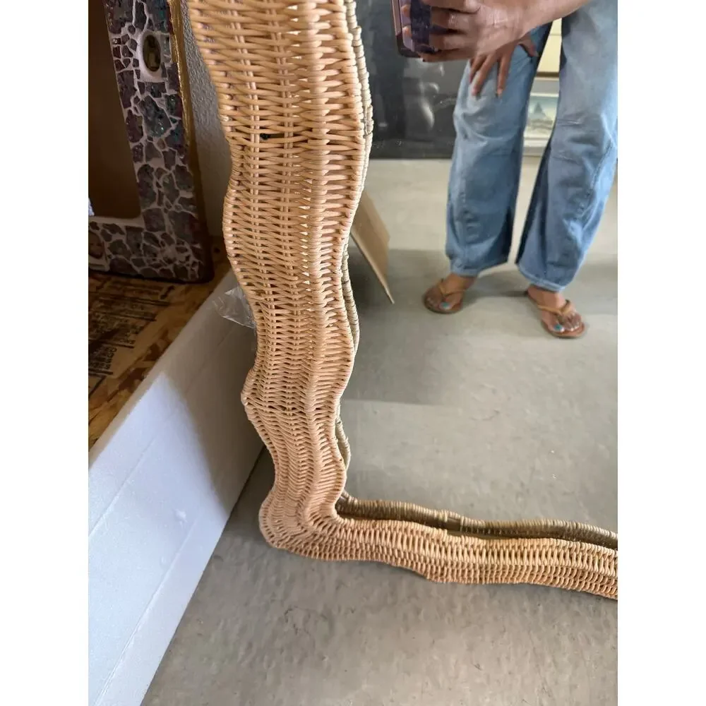 Bali & Pari Hasana Rattan Accent Wall Mirror natural handwoven scalloped frame